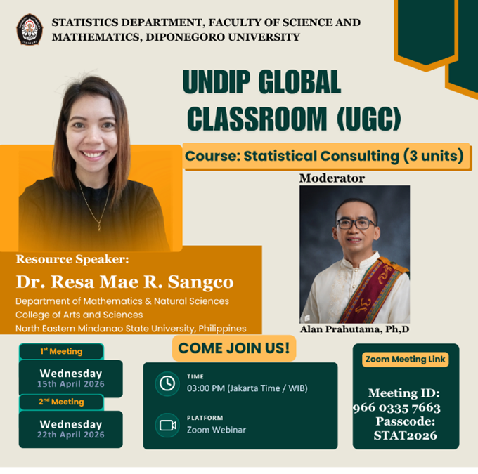 Departemen Statistika FSM UNDIP Selenggarakan UNDIP Global Classroom pada Mata Kuliah Statistical Consulting
