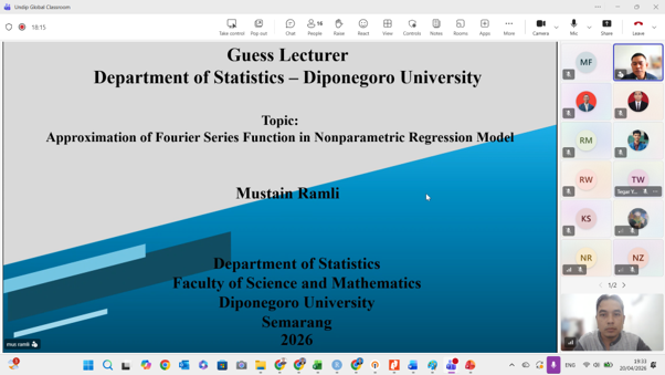 UGC Statistika UNDIP Hadirkan Dr. Mustain Ramli: Fourier Series dalam Regresi Nonparametrik